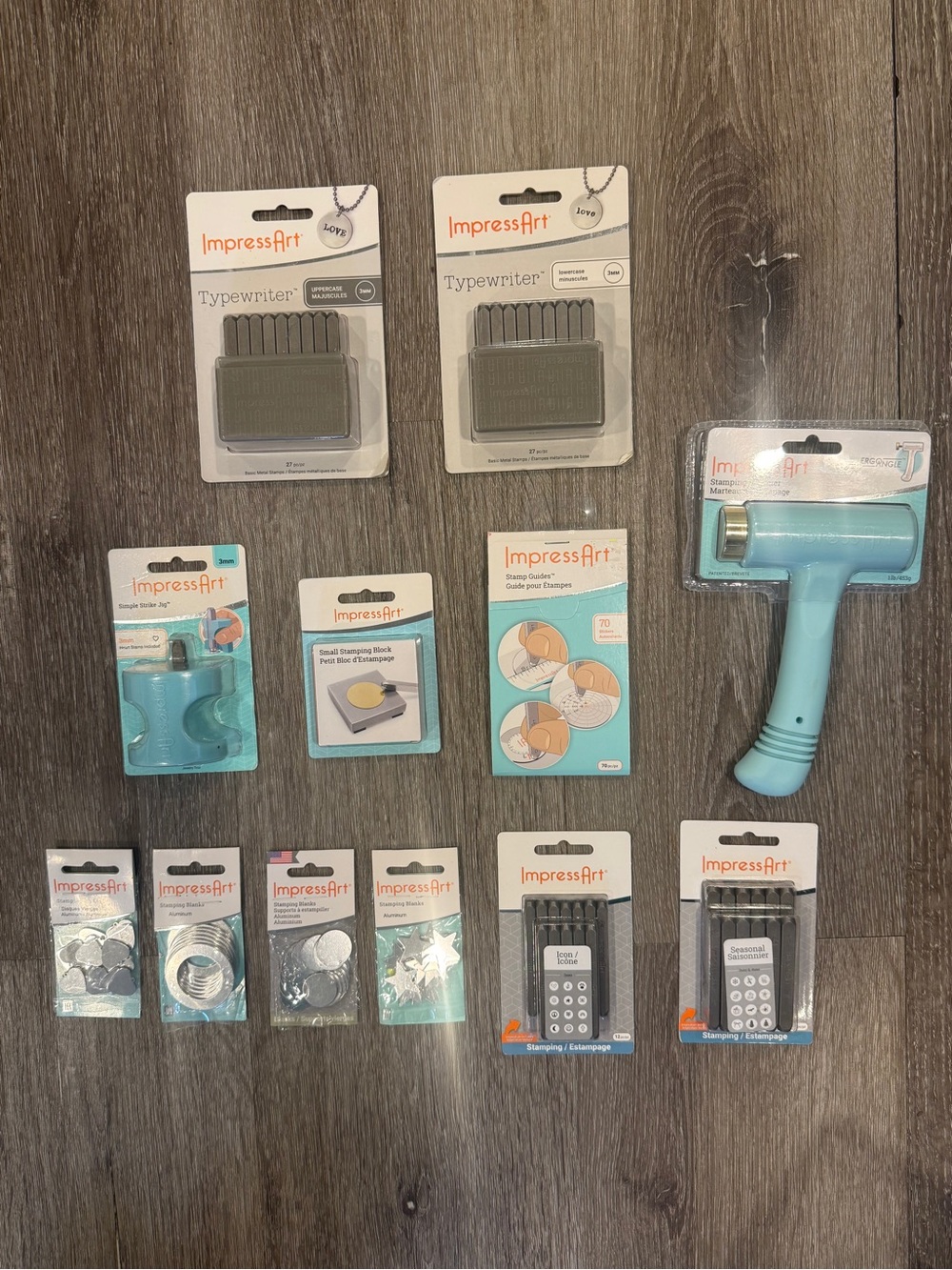 ImpressArt Metal Stamping Tool & Stamp Lot: Typewriter Font Hammer Blanks Stamps